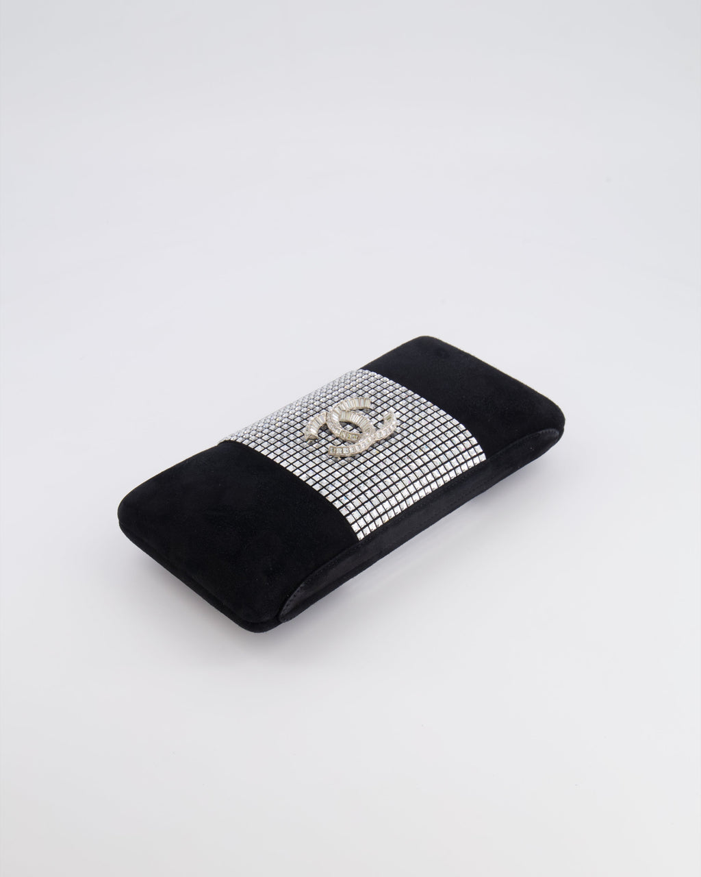 *RARE* Chanel 2015 Paris-Dubai Black Suede Strass Crystal Clutch Bag with Crystal Embellished CC Logo