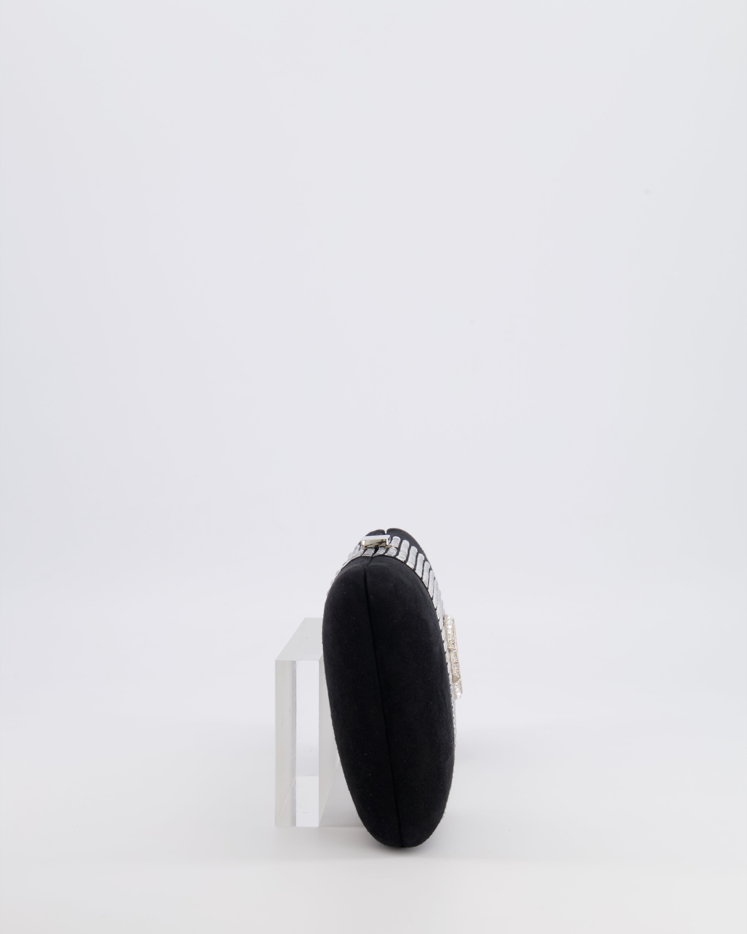 *RARE* Chanel 2015 Paris-Dubai Black Suede Strass Crystal Clutch Bag with Crystal Embellished CC Logo
