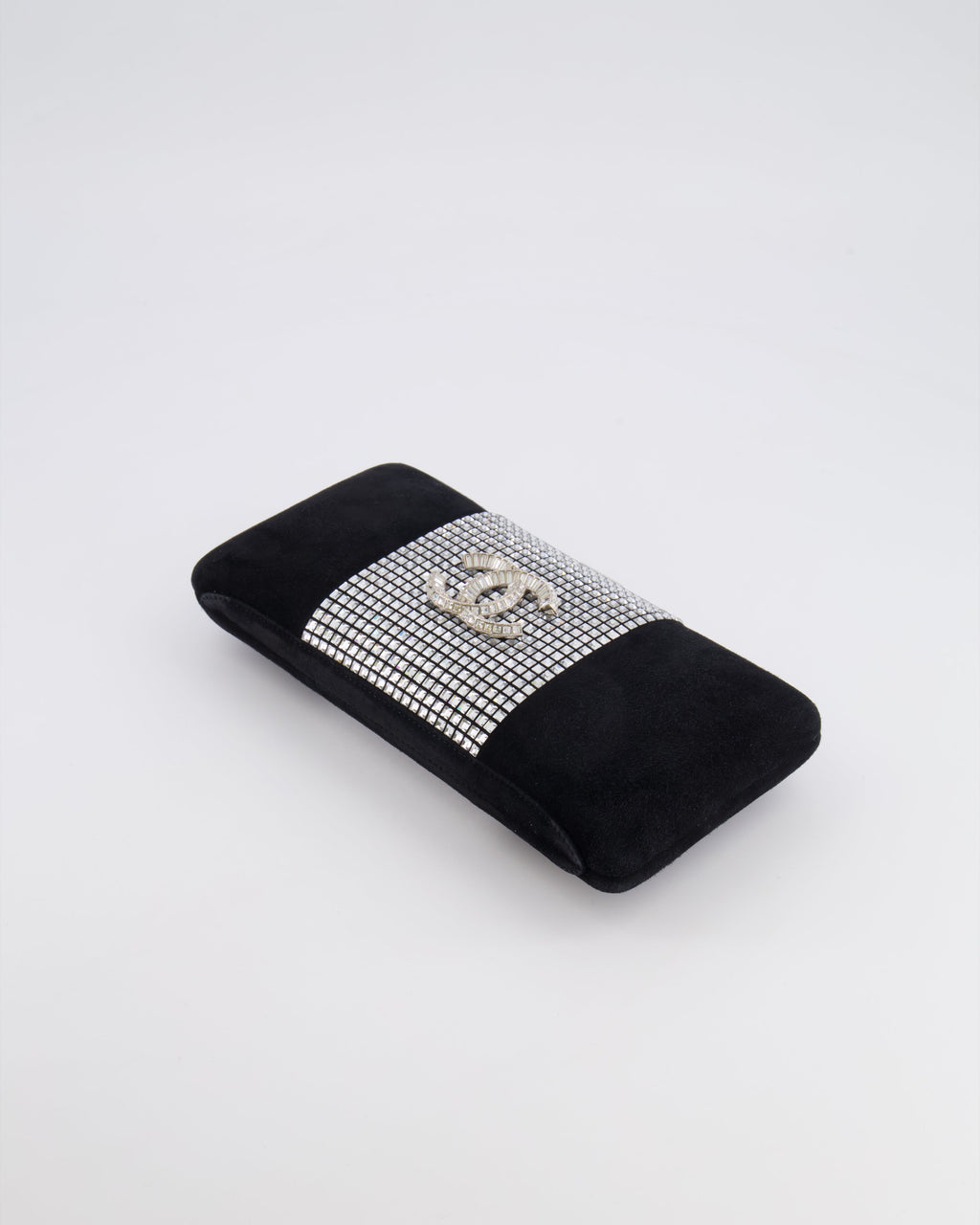 *RARE* Chanel 2015 Paris-Dubai Black Suede Strass Crystal Clutch Bag with Crystal Embellished CC Logo