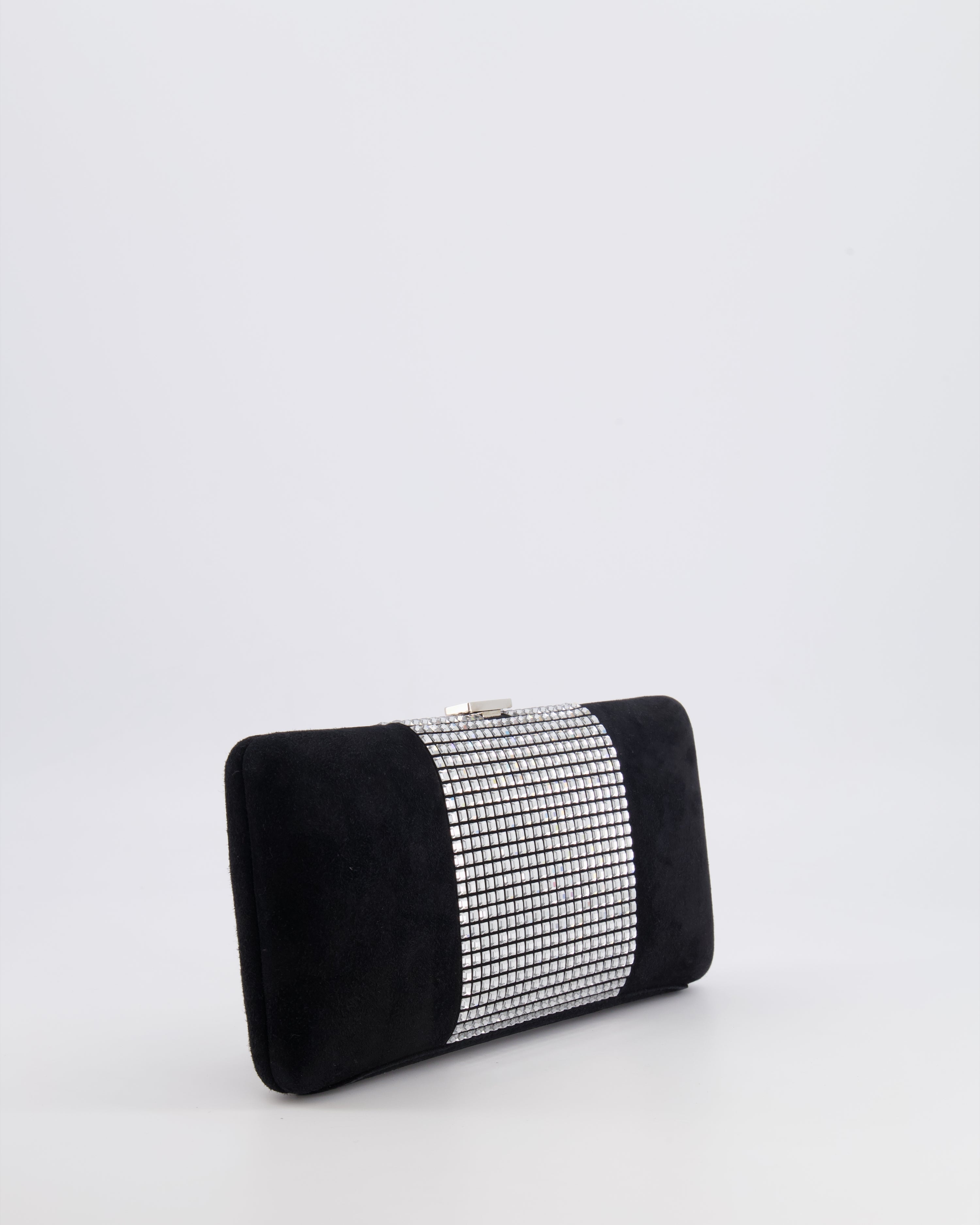 *RARE* Chanel 2015 Paris-Dubai Black Suede Strass Crystal Clutch Bag with Crystal Embellished CC Logo