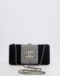 *RARE* Chanel 2015 Paris-Dubai Black Suede Strass Crystal Clutch Bag with Crystal Embellished CC Logo