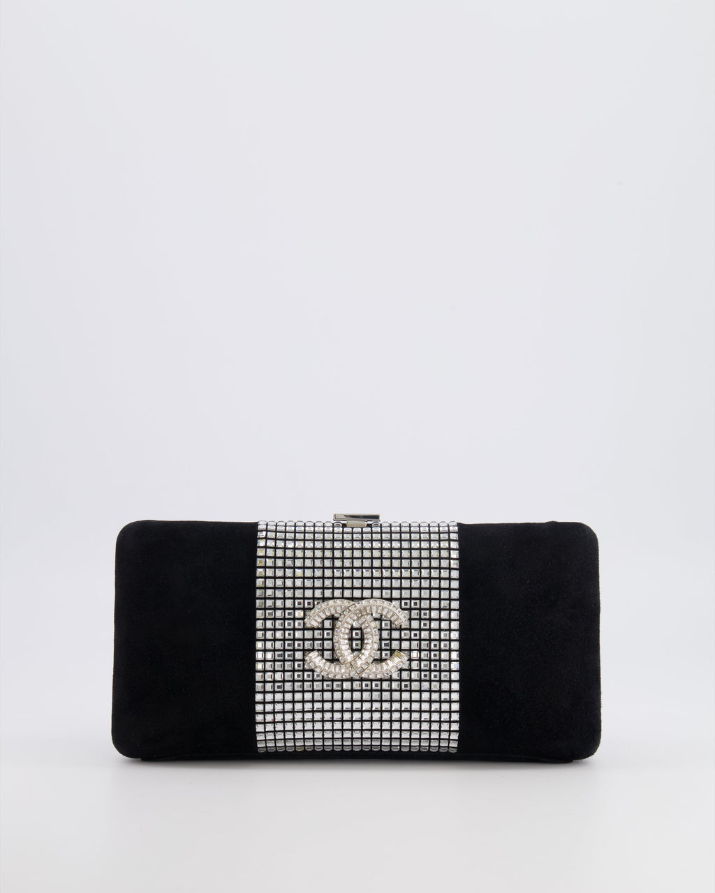 *RARE* Chanel 2015 Paris-Dubai Black Suede Strass Crystal Clutch Bag with Crystal Embellished CC Logo