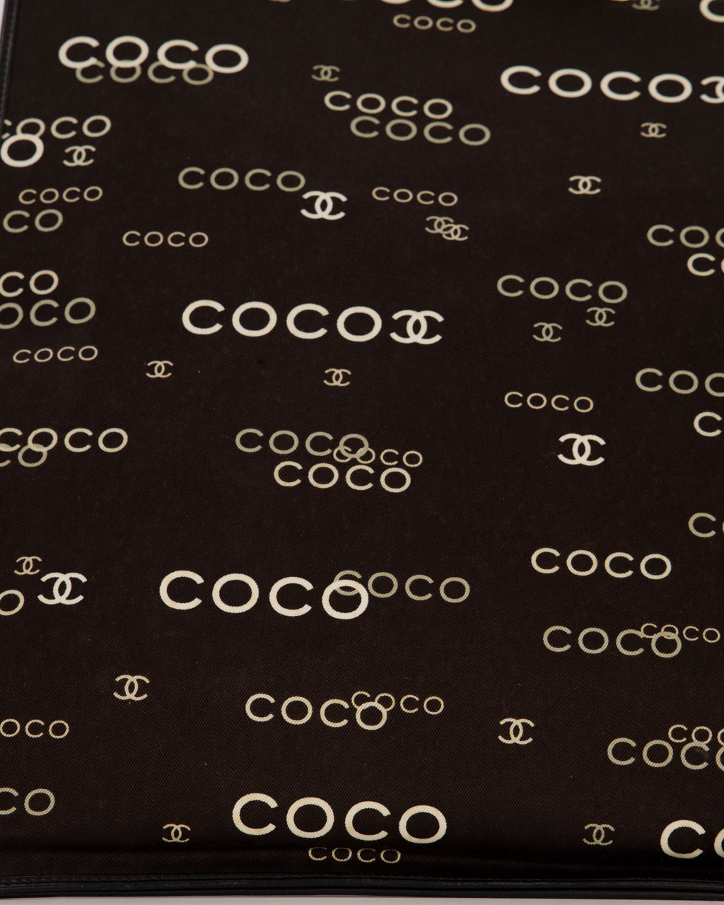 Chanel Vintage Black Canvas Coco Tote Bag with Monogram Details and Gold Hardware