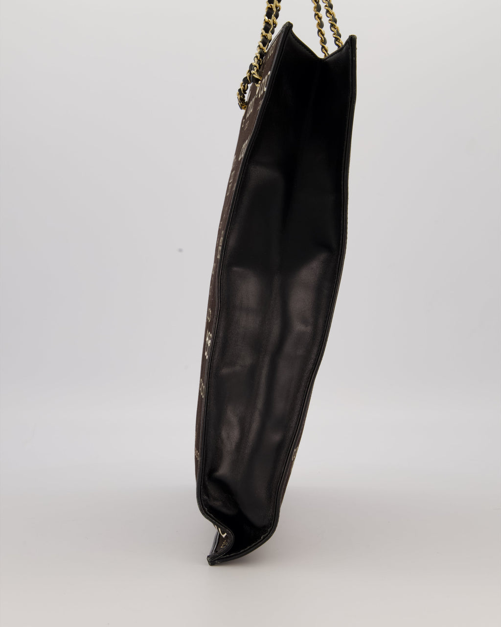 Chanel Vintage Black Canvas Coco Tote Bag with Monogram Details and Gold Hardware