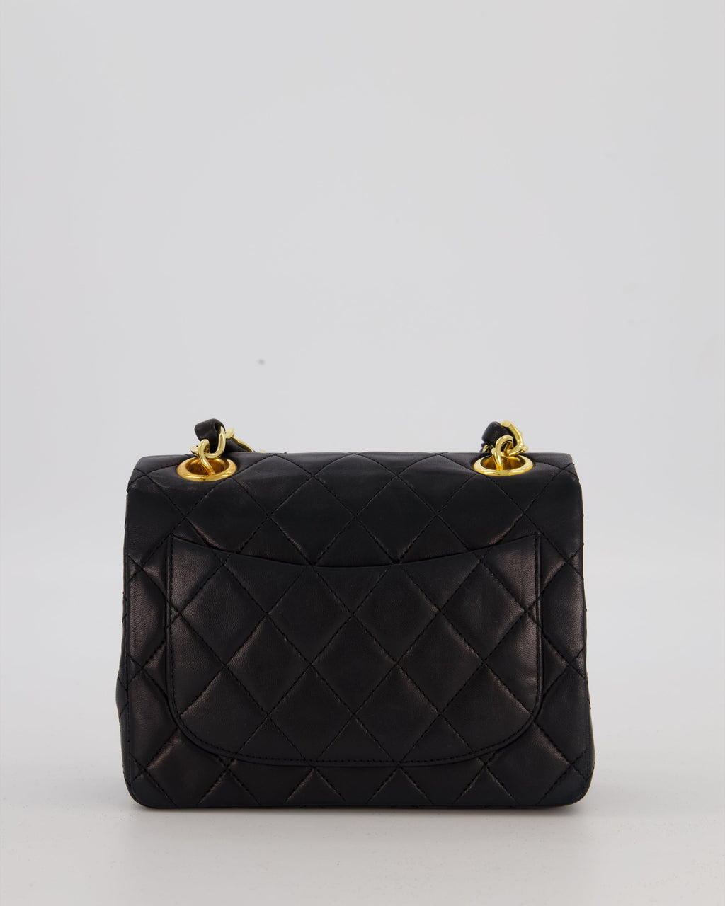 Chanel Black Mini Square Top Handle Bag in Lambskin Leather with 24K Gold Hardware