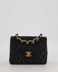 Chanel Black Mini Square Top Handle Bag in Lambskin Leather with 24K Gold Hardware