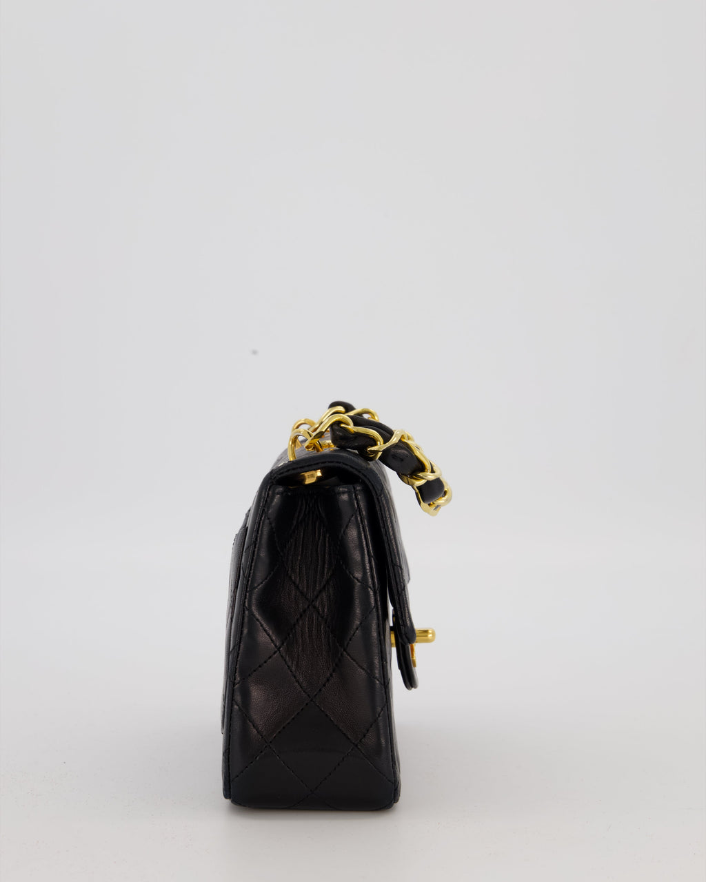 Chanel Black Mini Square Top Handle Bag in Lambskin Leather with 24K Gold Hardware