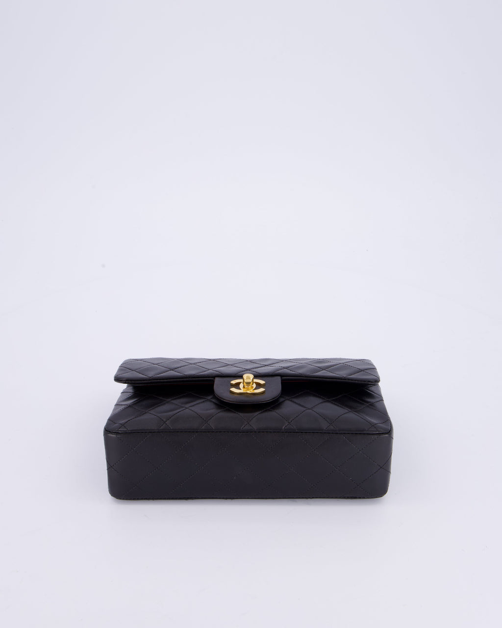 Chanel Vintage Black Small Classic Double Flap Bag in Lambskin Leather with 24K Gold Hardware