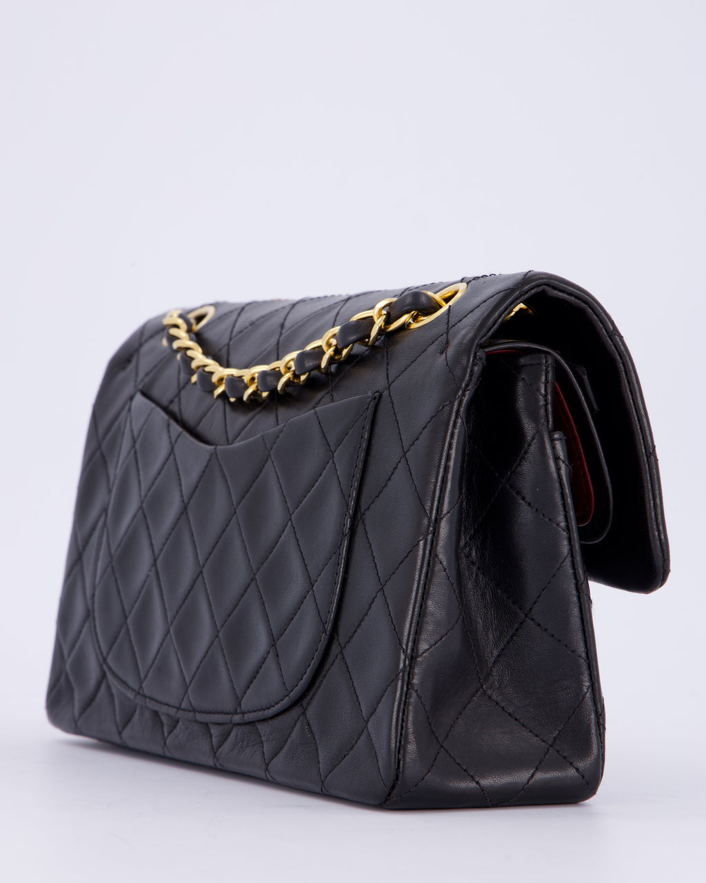 Chanel Vintage Black Small Classic Double Flap Bag in Lambskin Leather with 24K Gold Hardware