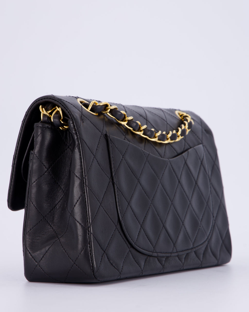 Chanel Vintage Black Small Classic Double Flap Bag in Lambskin Leather with 24K Gold Hardware