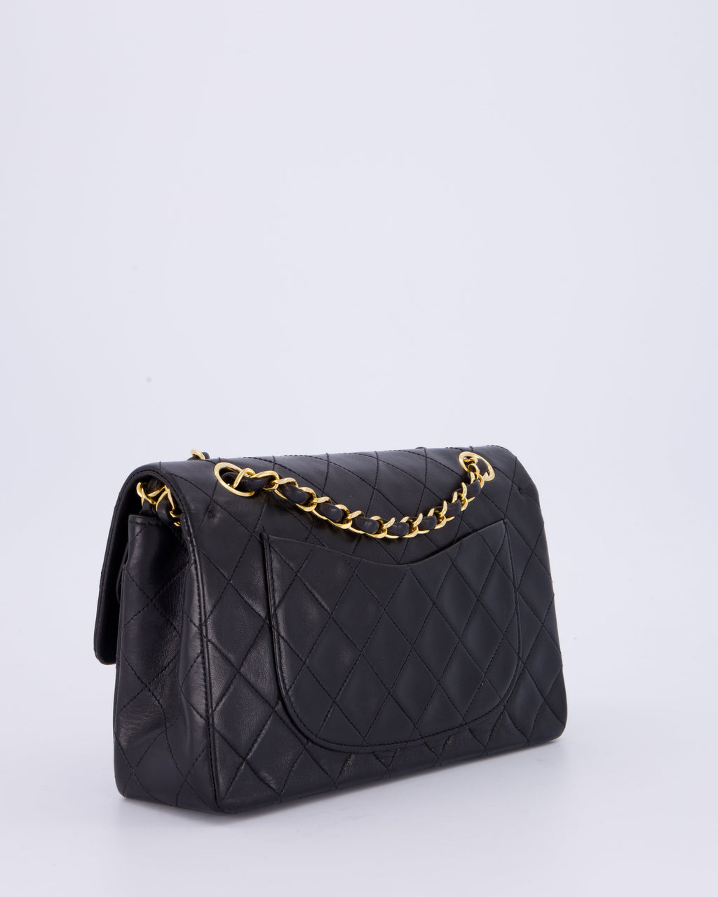 Chanel Vintage Black Small Classic Double Flap Bag in Lambskin Leather with 24K Gold Hardware