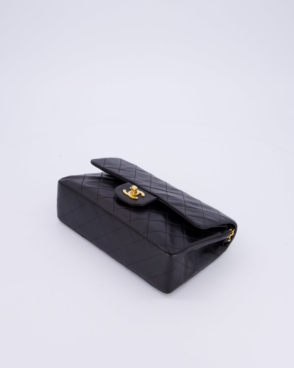Chanel Vintage Black Small Classic Double Flap Bag in Lambskin Leather with 24K Gold Hardware
