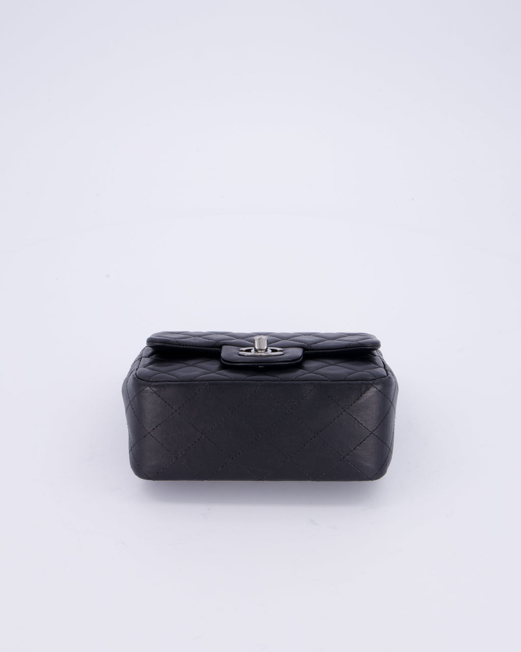 Chanel Black Mini Square Classic Flap Bag in Quilted Lambskin Leather with Ruthenium Hardware