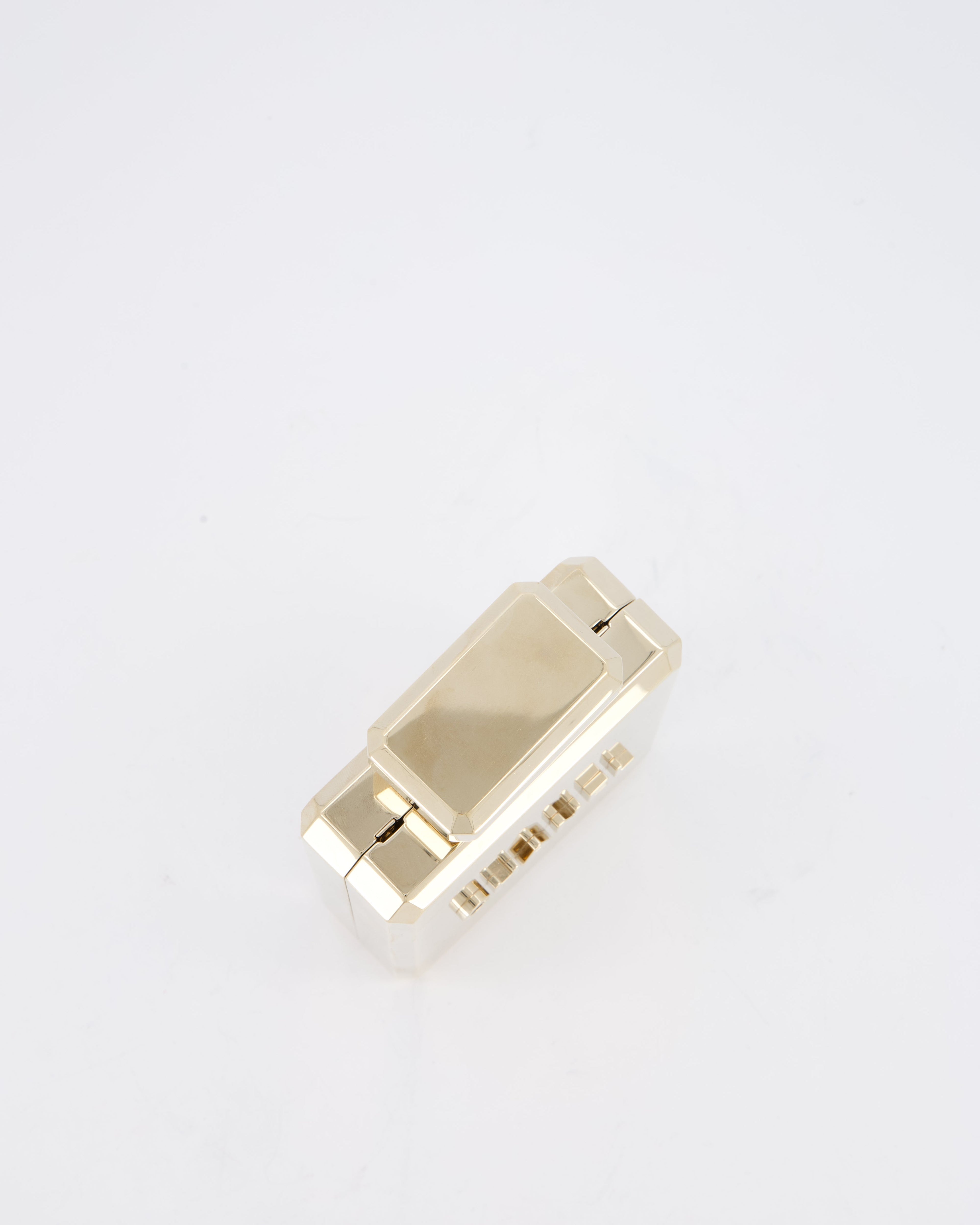 Chanel 2022 Gold Minaudière Perfume Bottle with Chanel CC Logo and Letter Details