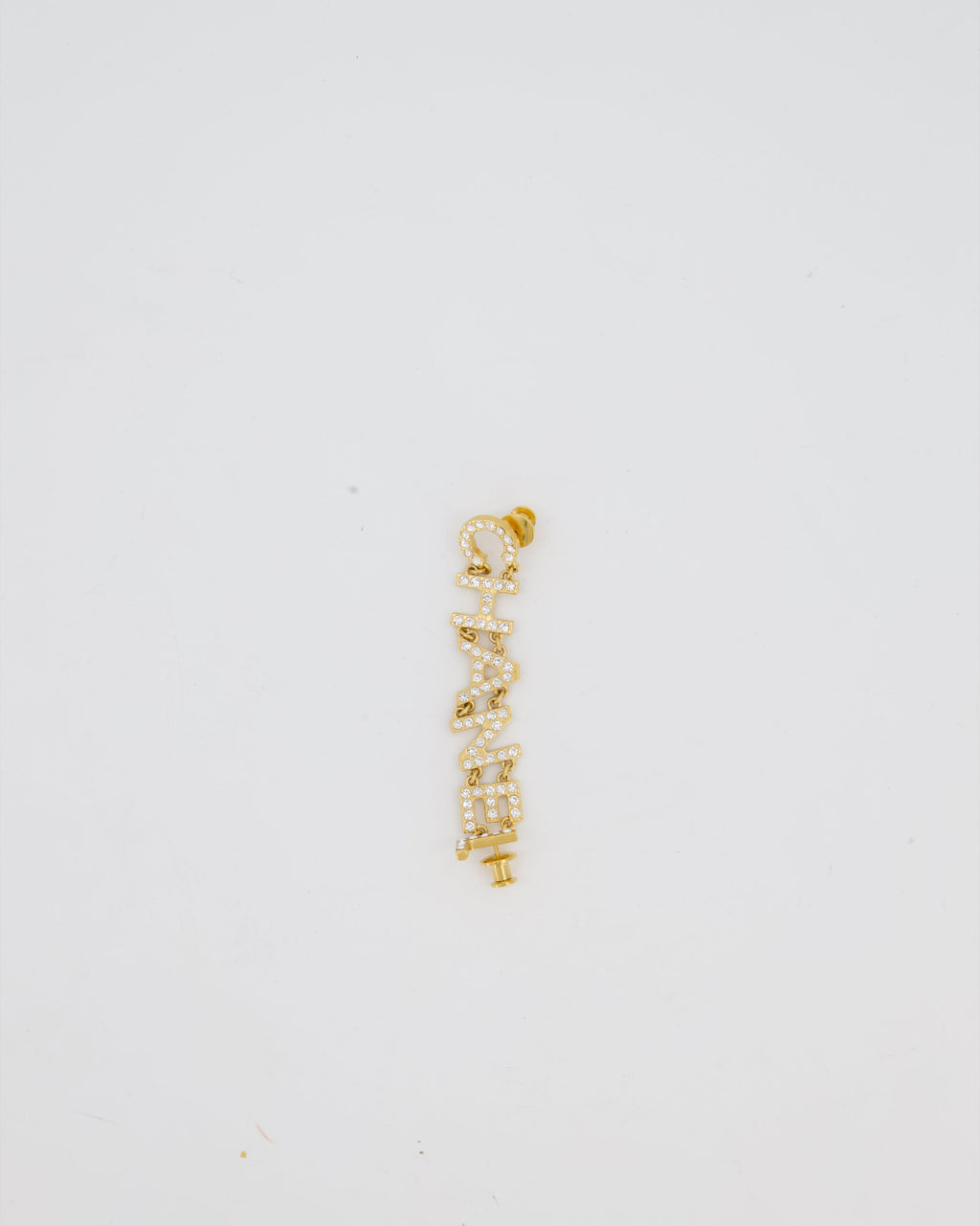 Chanel 2020 Gold Diamante Embellished Logo Brooch