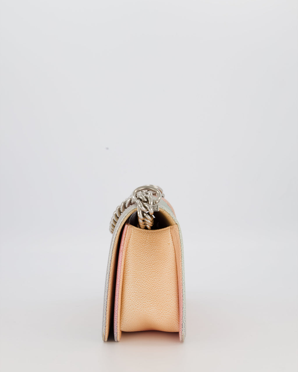 Chanel Medium Boy Bag in Patel Rainbow Caviar Leather withvSilver and Pink Enamel Hardware