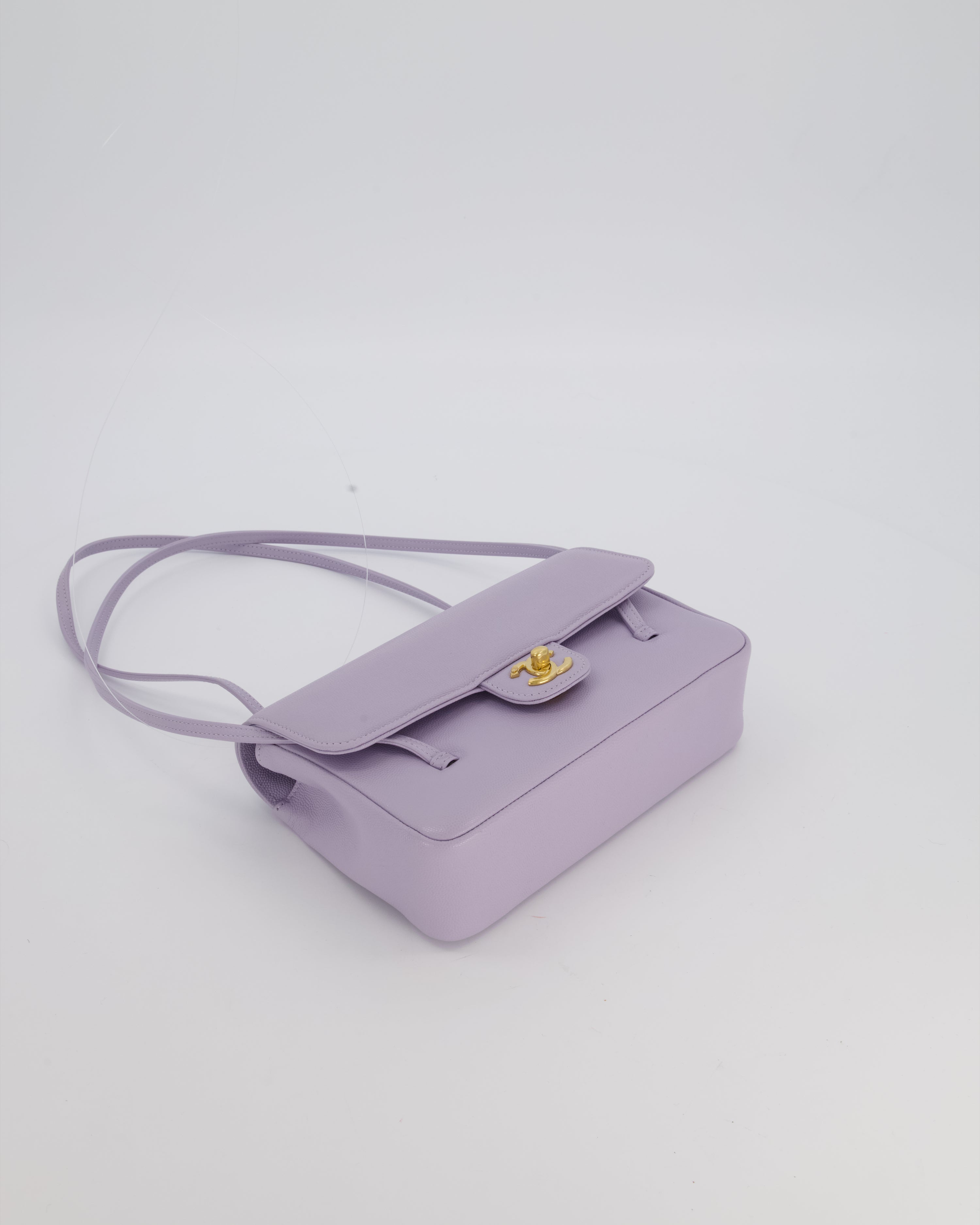 *RARE* Chanel Lilac 26S Preppy Coco Small Flap Bag in Shiny Caviar Leather With Gold Hardware