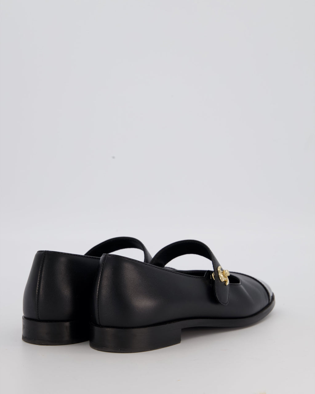 Chanel Black Patent Toe Mary Jane Shoes with CC Turn Lock Detail Size EU 37