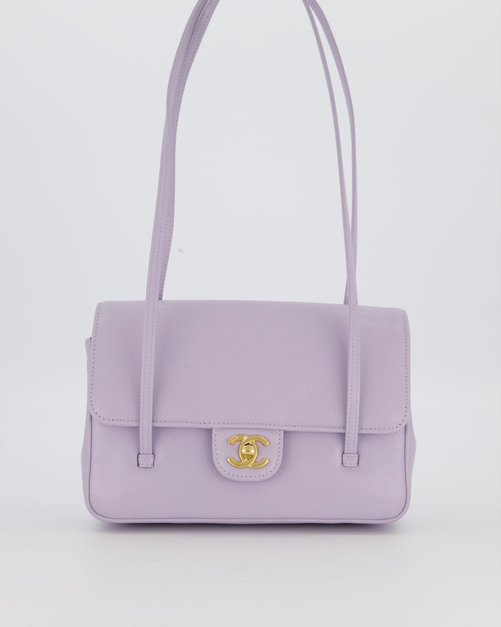 *RARE* Chanel Lilac 26S Preppy Coco Small Flap Bag in Shiny Caviar Leather With Gold Hardware