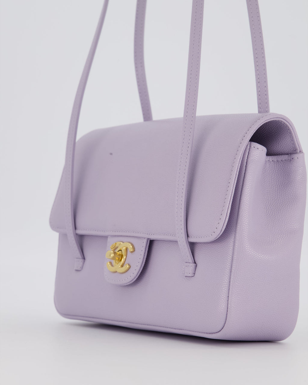 *RARE* Chanel Lilac 26S Preppy Coco Small Flap Bag in Shiny Caviar Leather With Gold Hardware