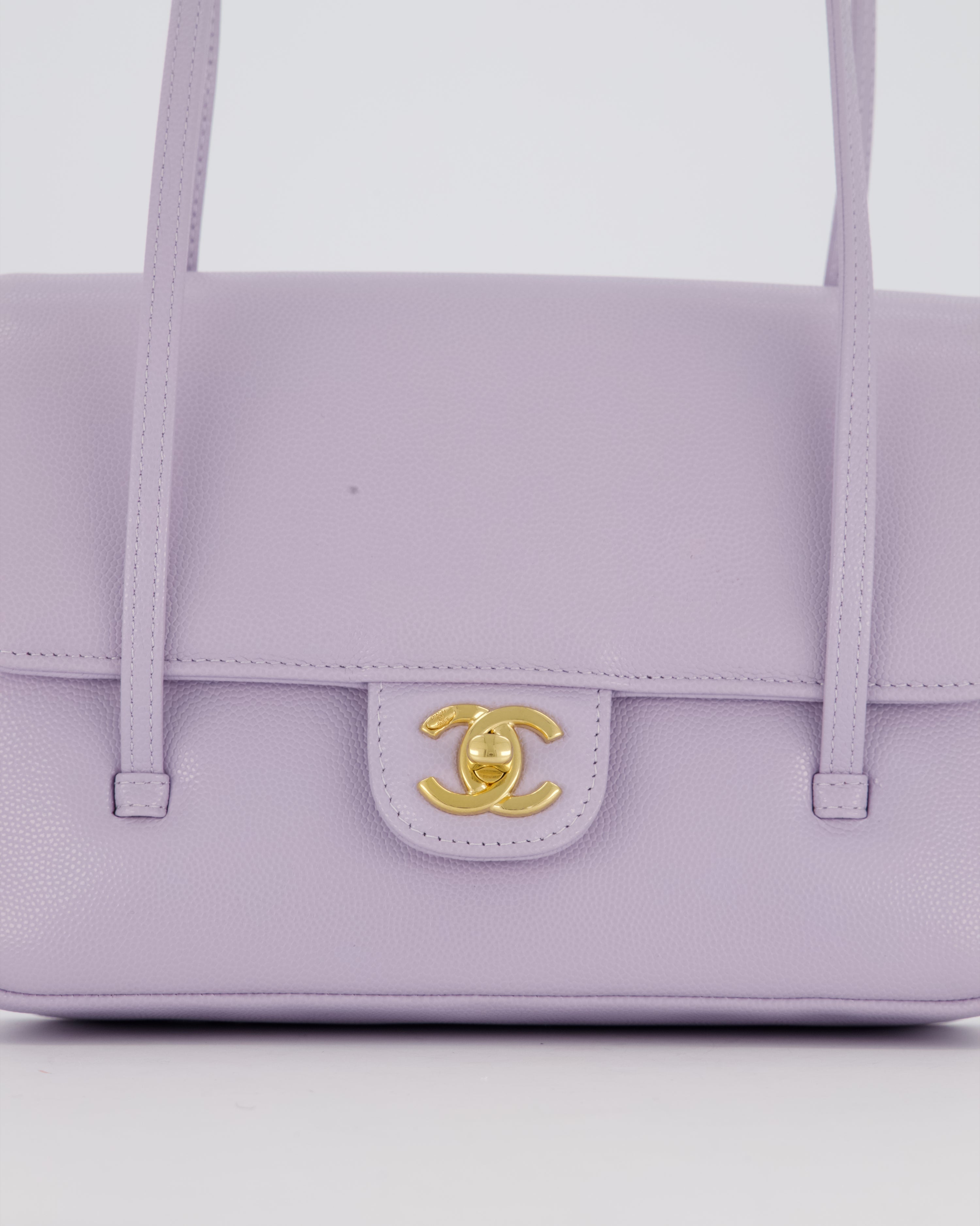 *RARE* Chanel Lilac 26S Preppy Coco Small Flap Bag in Shiny Caviar Leather With Gold Hardware