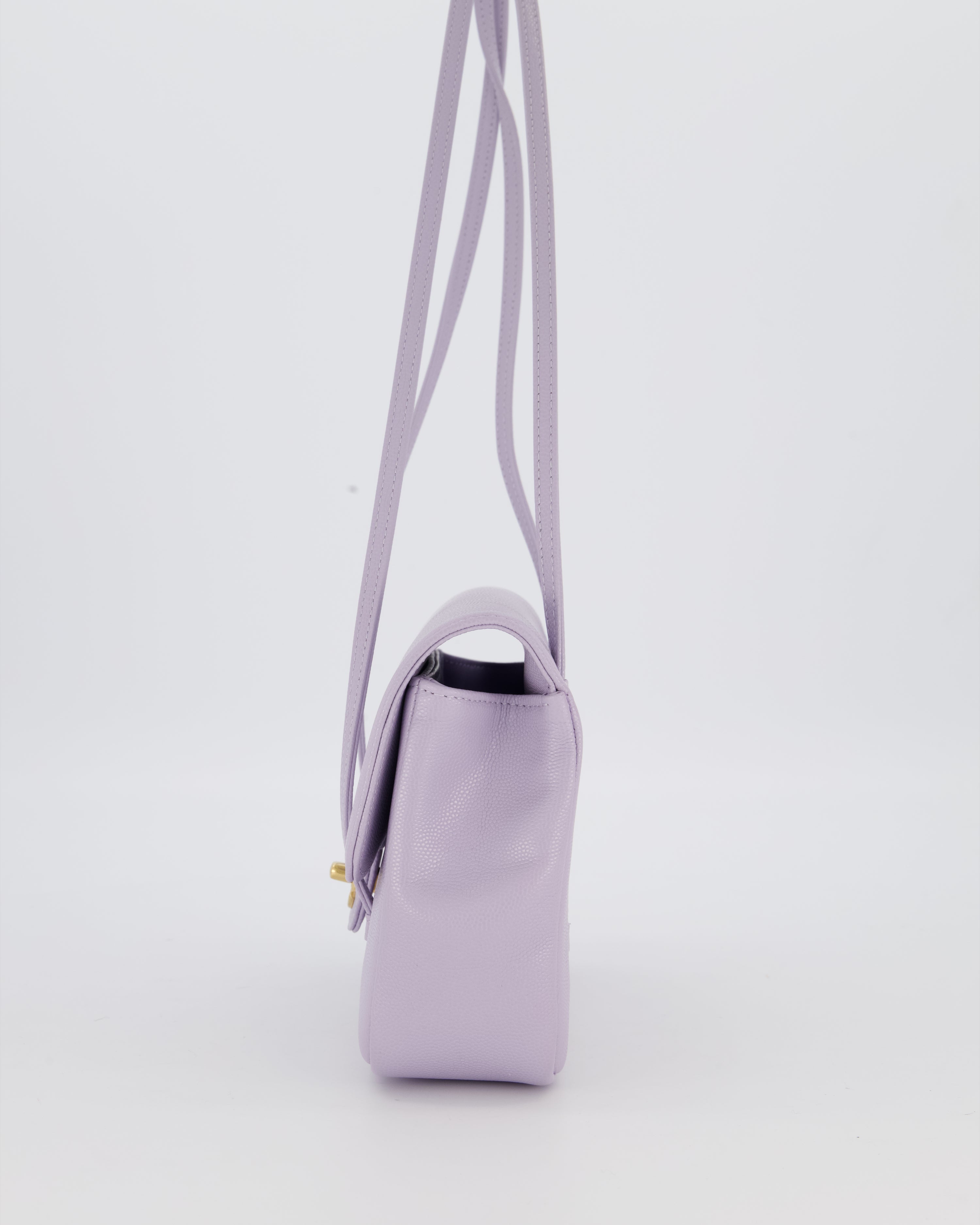 *RARE* Chanel Lilac 26S Preppy Coco Small Flap Bag in Shiny Caviar Leather With Gold Hardware