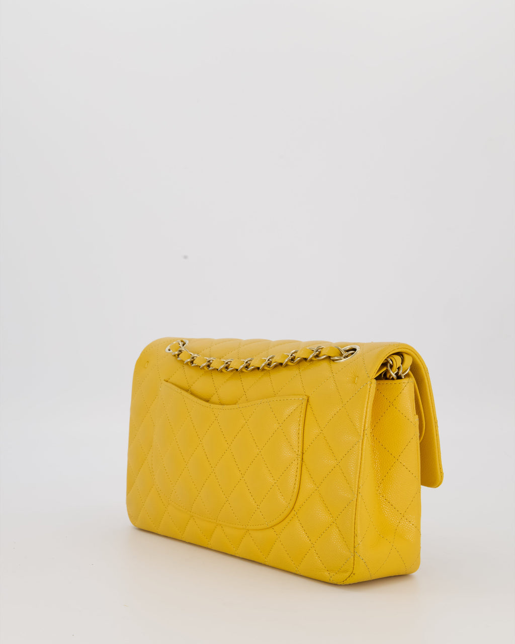 Chanel Amber Yellow Medium Classic Double Flap Bag in Caviar Leather with Champagne Gold Hardware