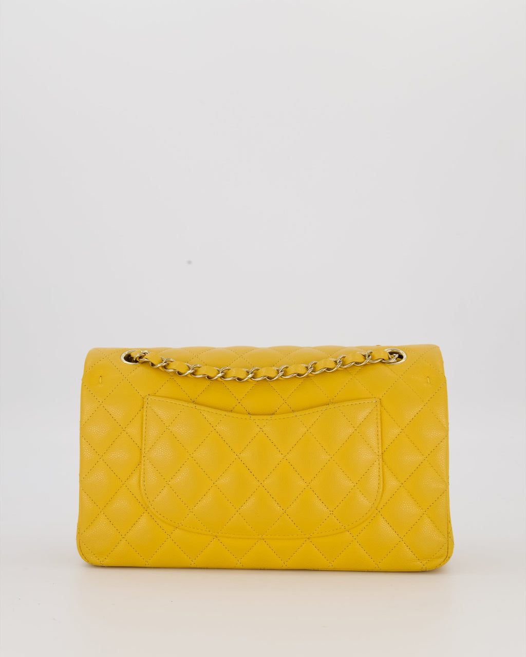 Chanel Amber Yellow Medium Classic Double Flap Bag in Caviar Leather with Champagne Gold Hardware