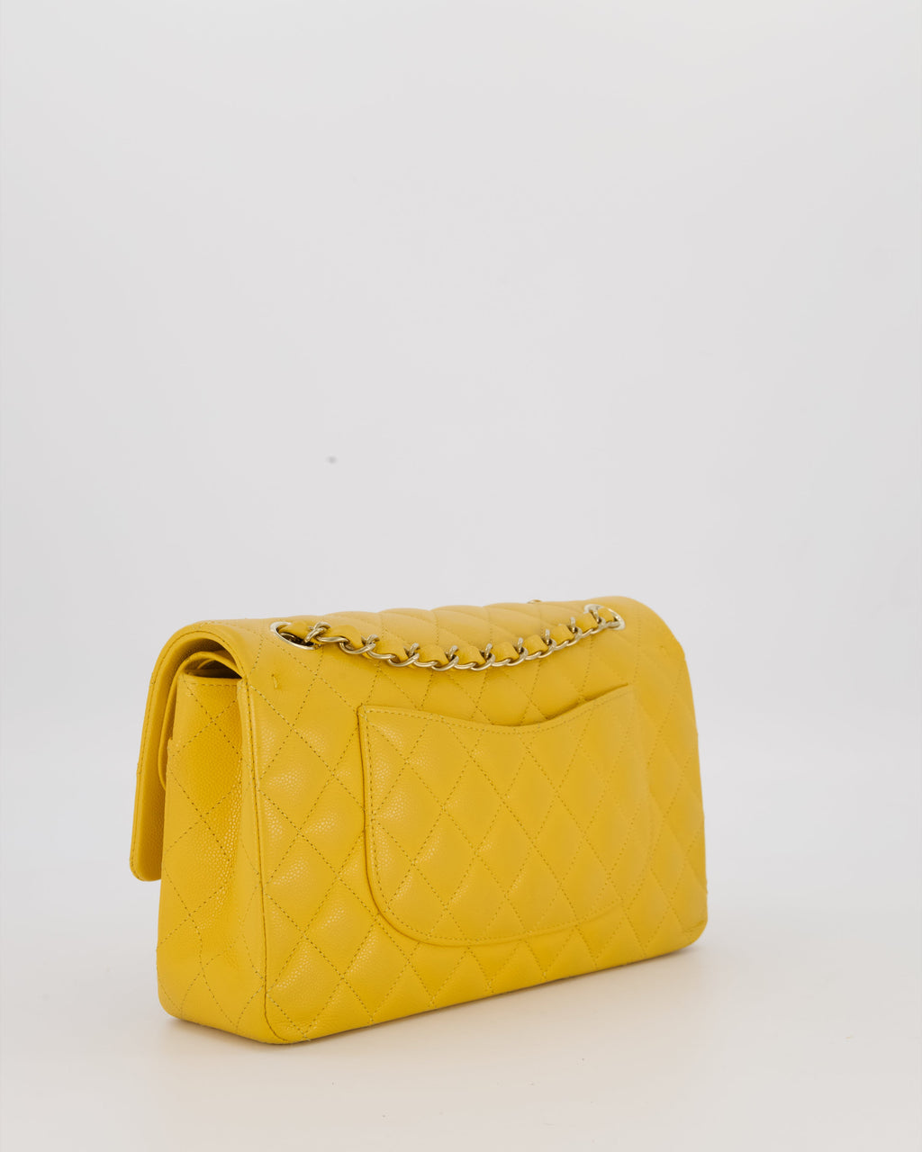 Chanel Amber Yellow Medium Classic Double Flap Bag in Caviar Leather with Champagne Gold Hardware