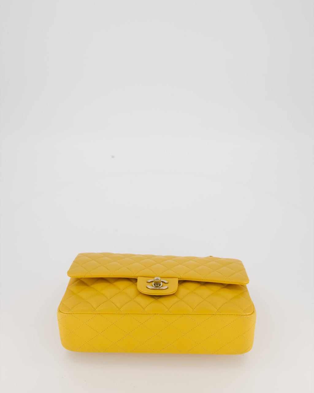 Chanel Amber Yellow Medium Classic Double Flap Bag in Caviar Leather with Champagne Gold Hardware