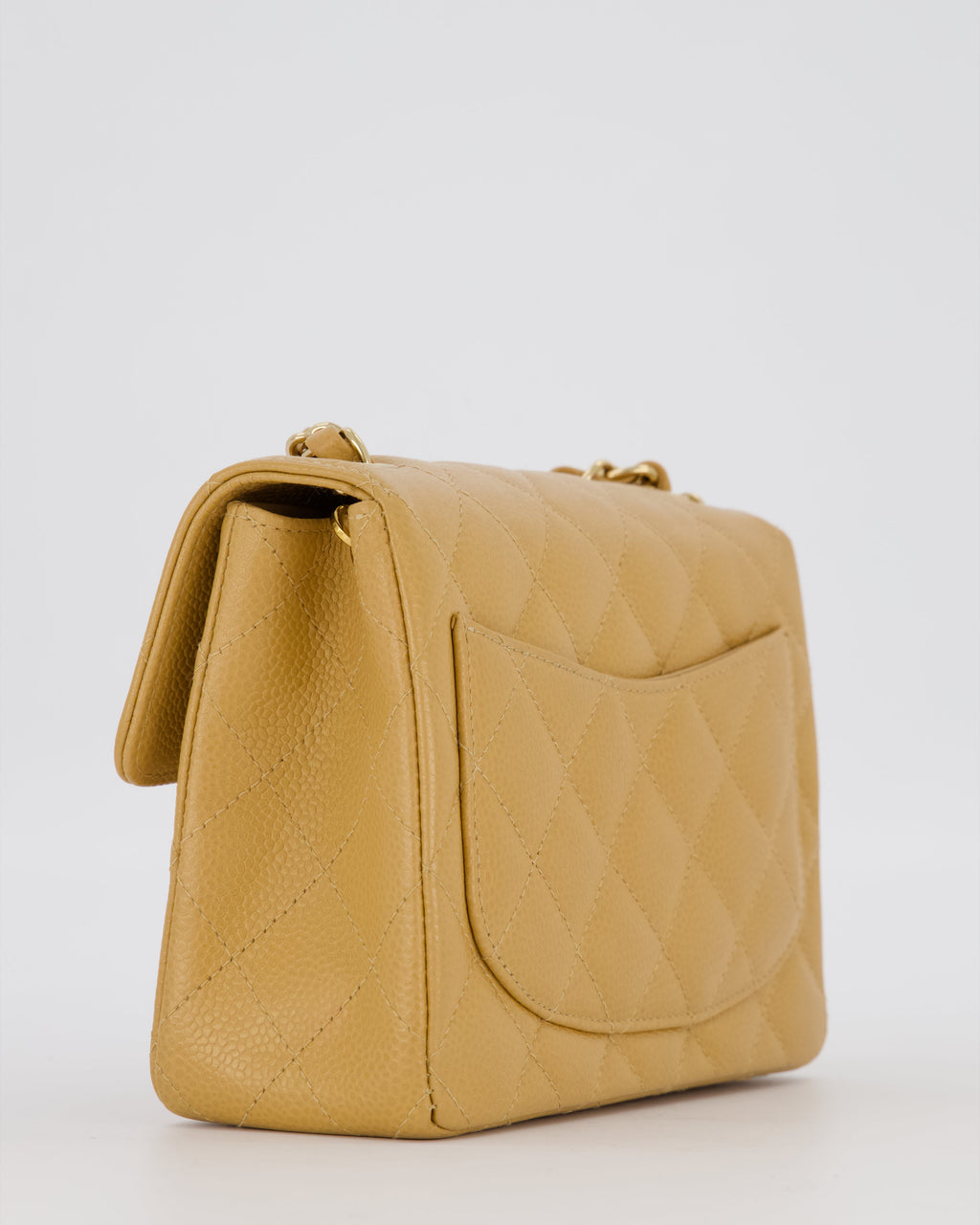 Chanel Vintage Mini Square Single Flap Bag In Caramel Caviar Leather With 24K Gold Hardware