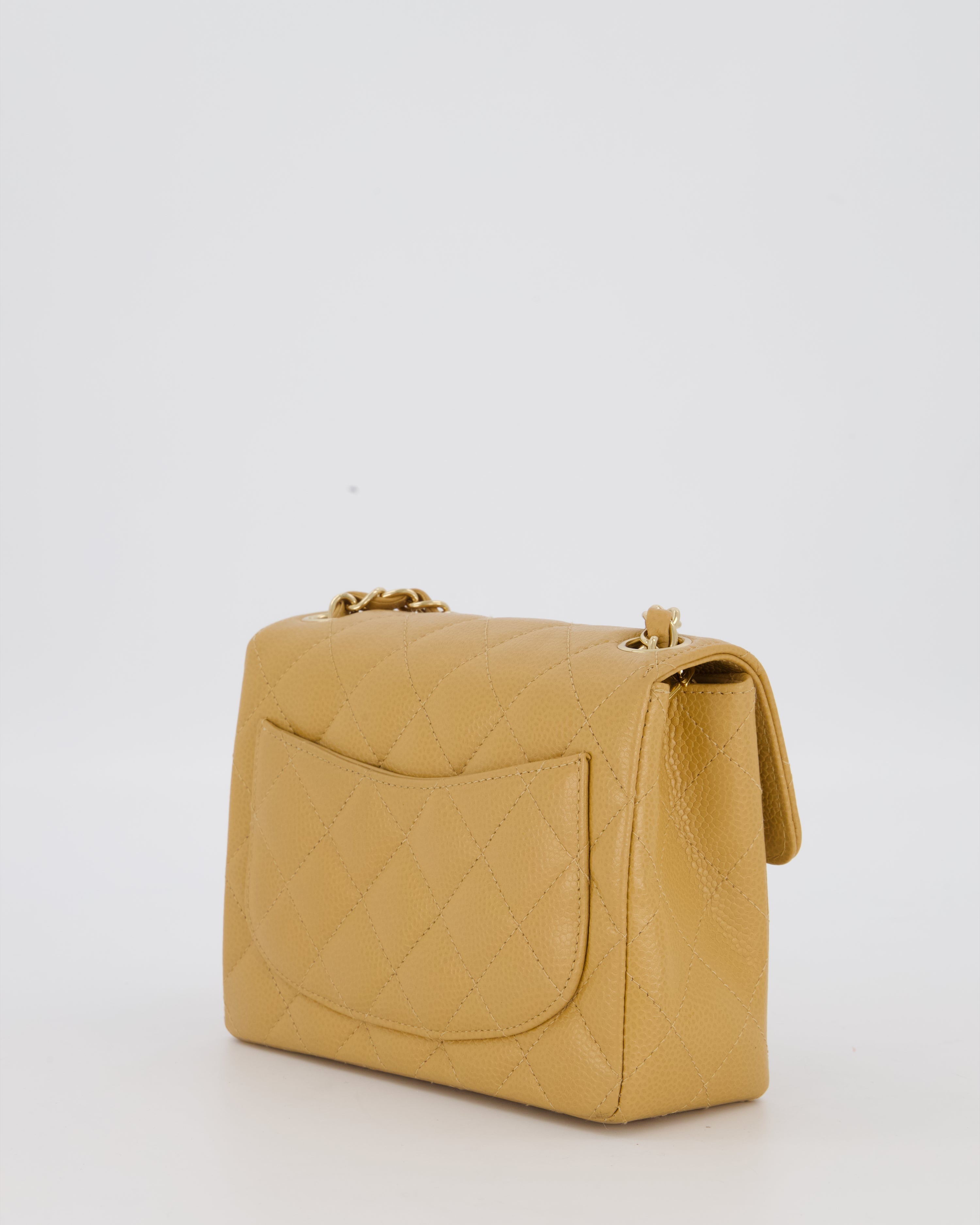 Chanel Vintage Mini Square Single Flap Bag In Caramel Caviar Leather With 24K Gold Hardware