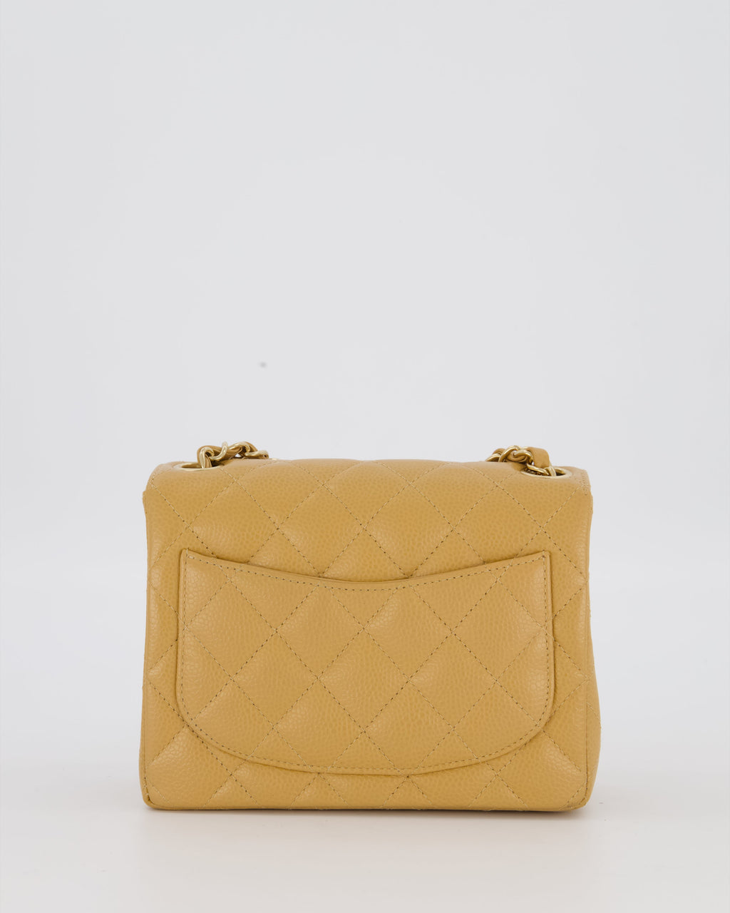 Chanel Vintage Mini Square Single Flap Bag In Caramel Caviar Leather With 24K Gold Hardware
