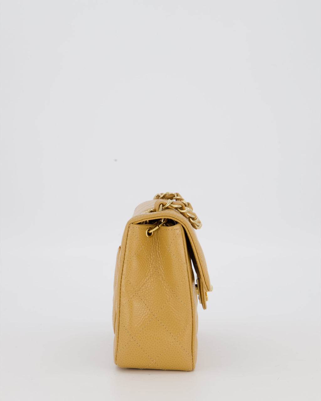 Chanel Vintage Mini Square Single Flap Bag In Caramel Caviar Leather With 24K Gold Hardware
