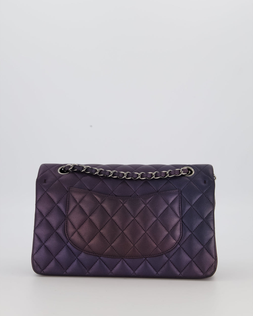 Chanel Purple Iridescent Medium Classic Double Flap Bag in Lambskin Leather with Ruthenium Hardware
