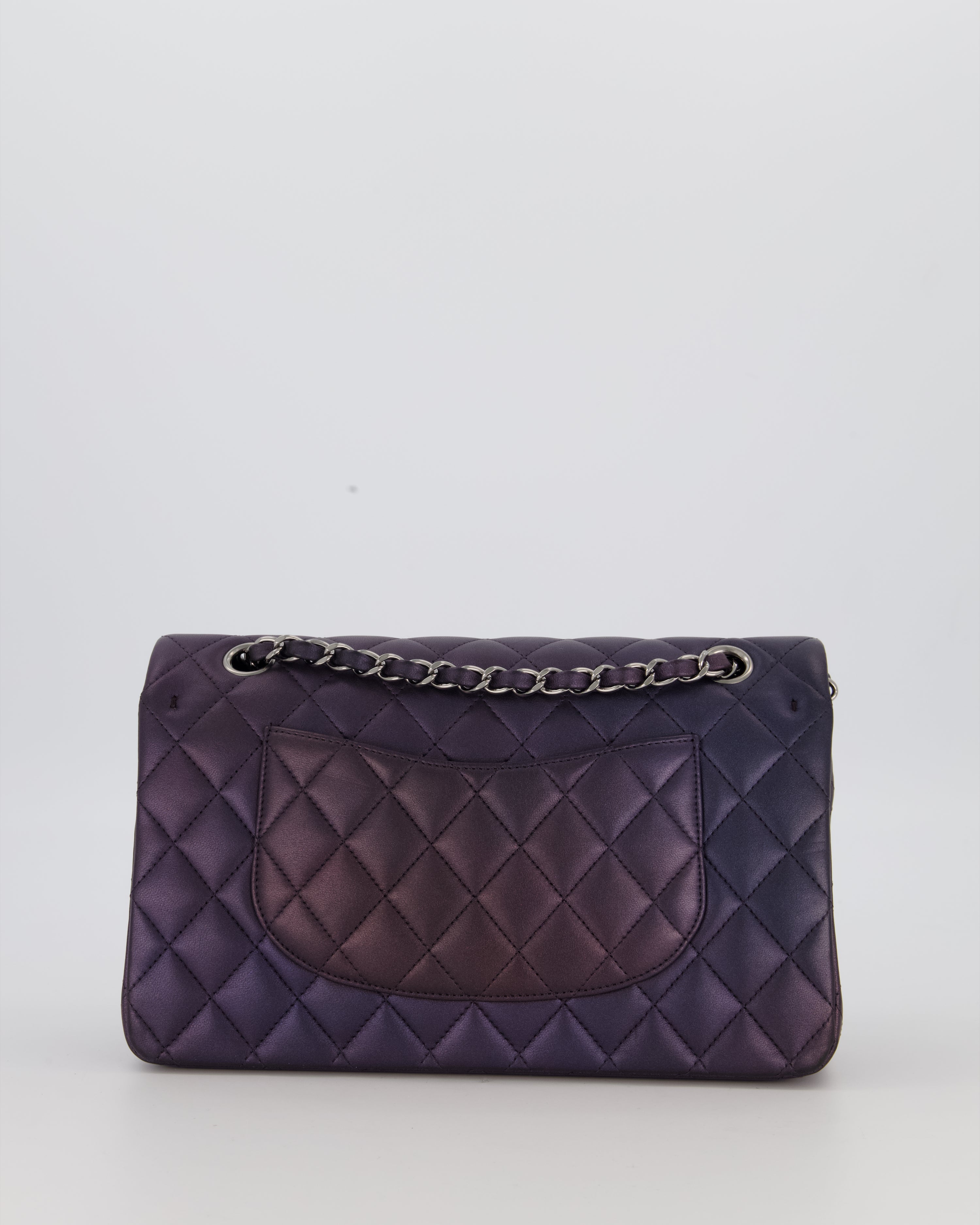 Chanel Purple Iridescent Medium Classic Double Flap Bag in Lambskin Leather with Ruthenium Hardware