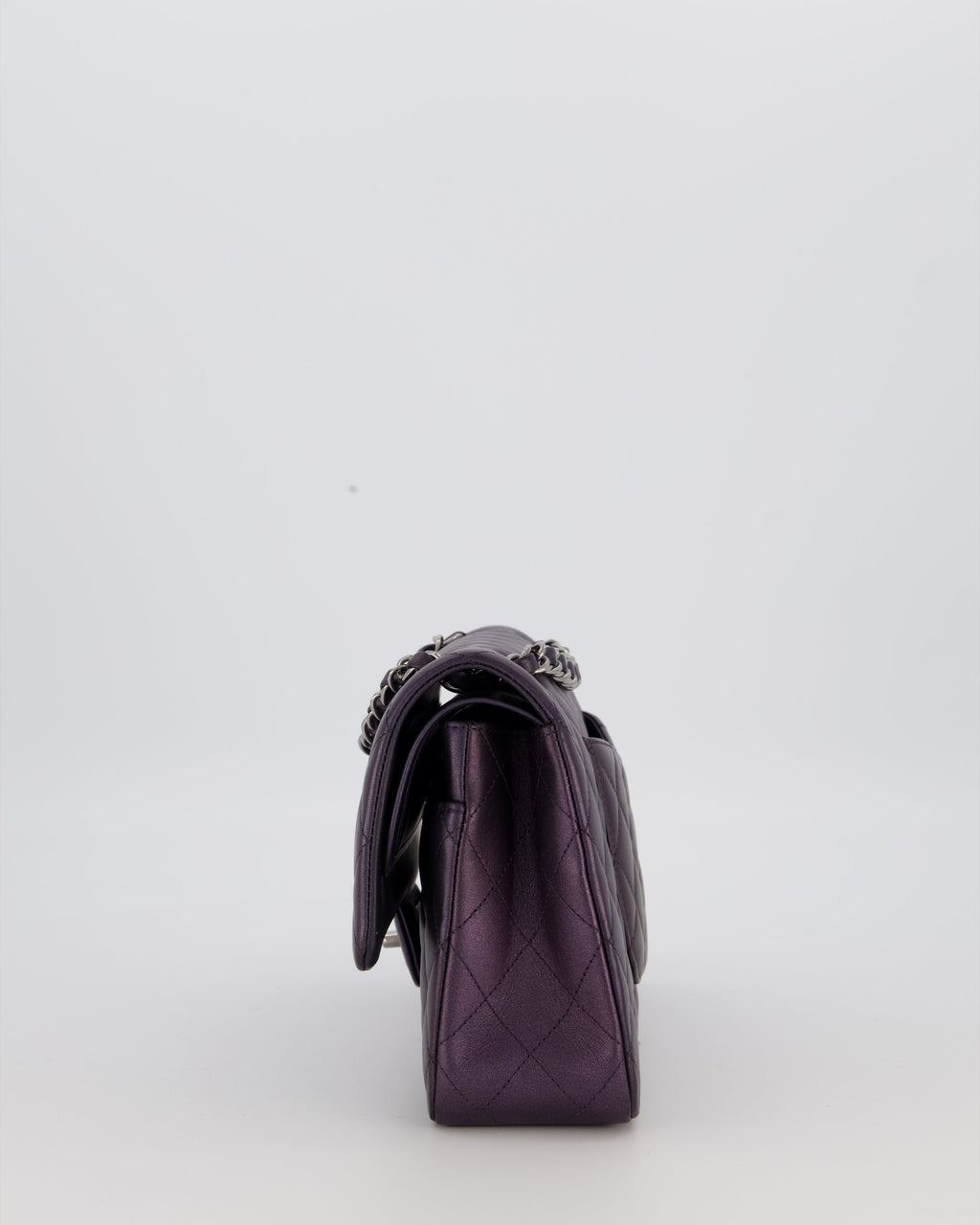 Chanel Purple Iridescent Medium Classic Double Flap Bag in Lambskin Leather with Ruthenium Hardware