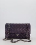 Chanel Purple Iridescent Medium Classic Double Flap Bag in Lambskin Leather with Ruthenium Hardware