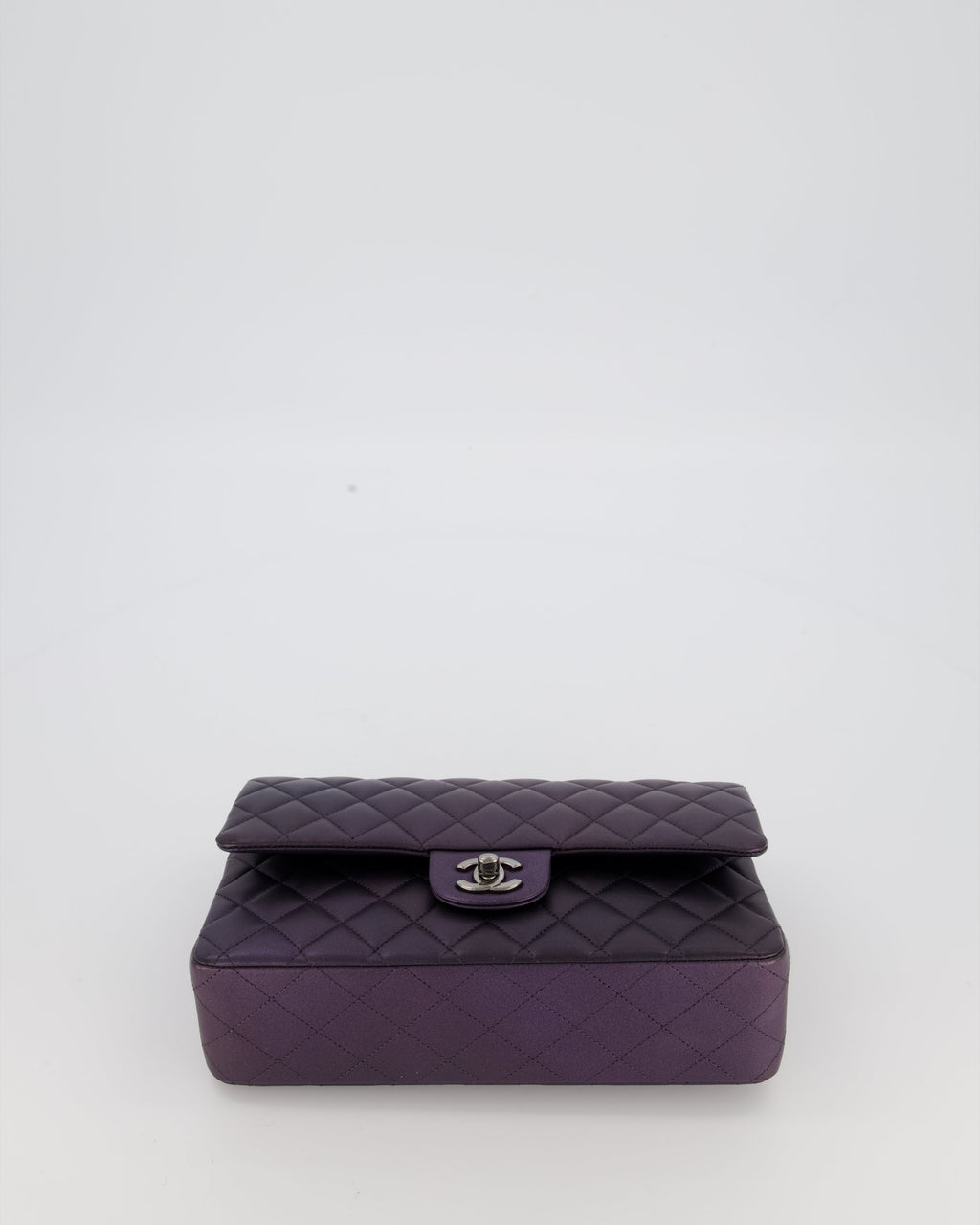 Chanel Purple Iridescent Medium Classic Double Flap Bag in Lambskin Leather with Ruthenium Hardware