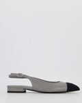 Chanel Black and Grey Pointed Toe Slingbacks with CC Logo Detail Size EU 38