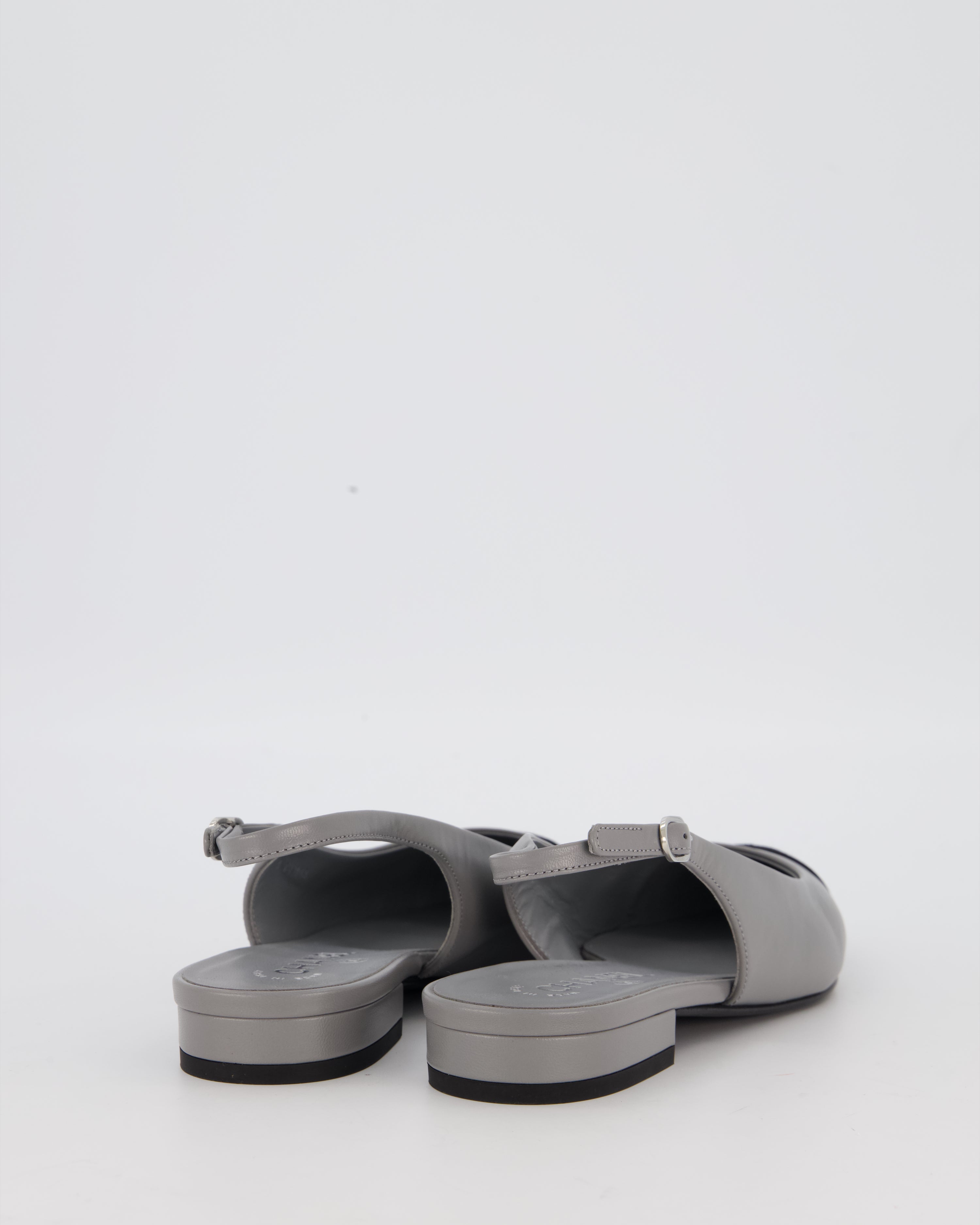 Chanel Black and Grey Pointed Toe Slingbacks with CC Logo Detail Size EU 38
