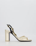 Chanel Gold Sandals With Block Heels and Chains Details Size EU 38.5 (UK 5.5)