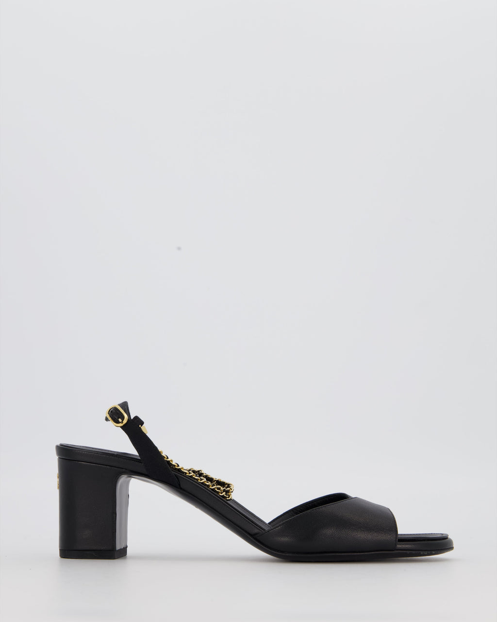Chanel Black Sandals With Block Heels and Chains Details Size EU 38.5 (UK 5.5)
