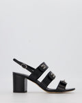 Chanel Black Sandals With Block Heel and CC Turnlock Details Size EU 38.5