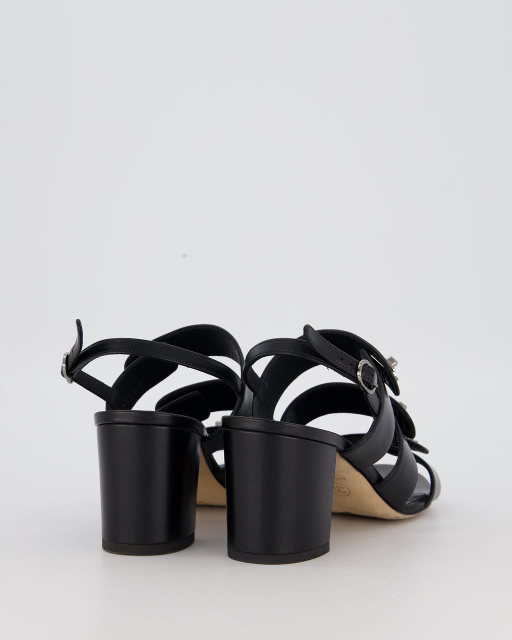 Chanel Black Sandals With Block Heel and CC Turnlock Details Size EU 38.5