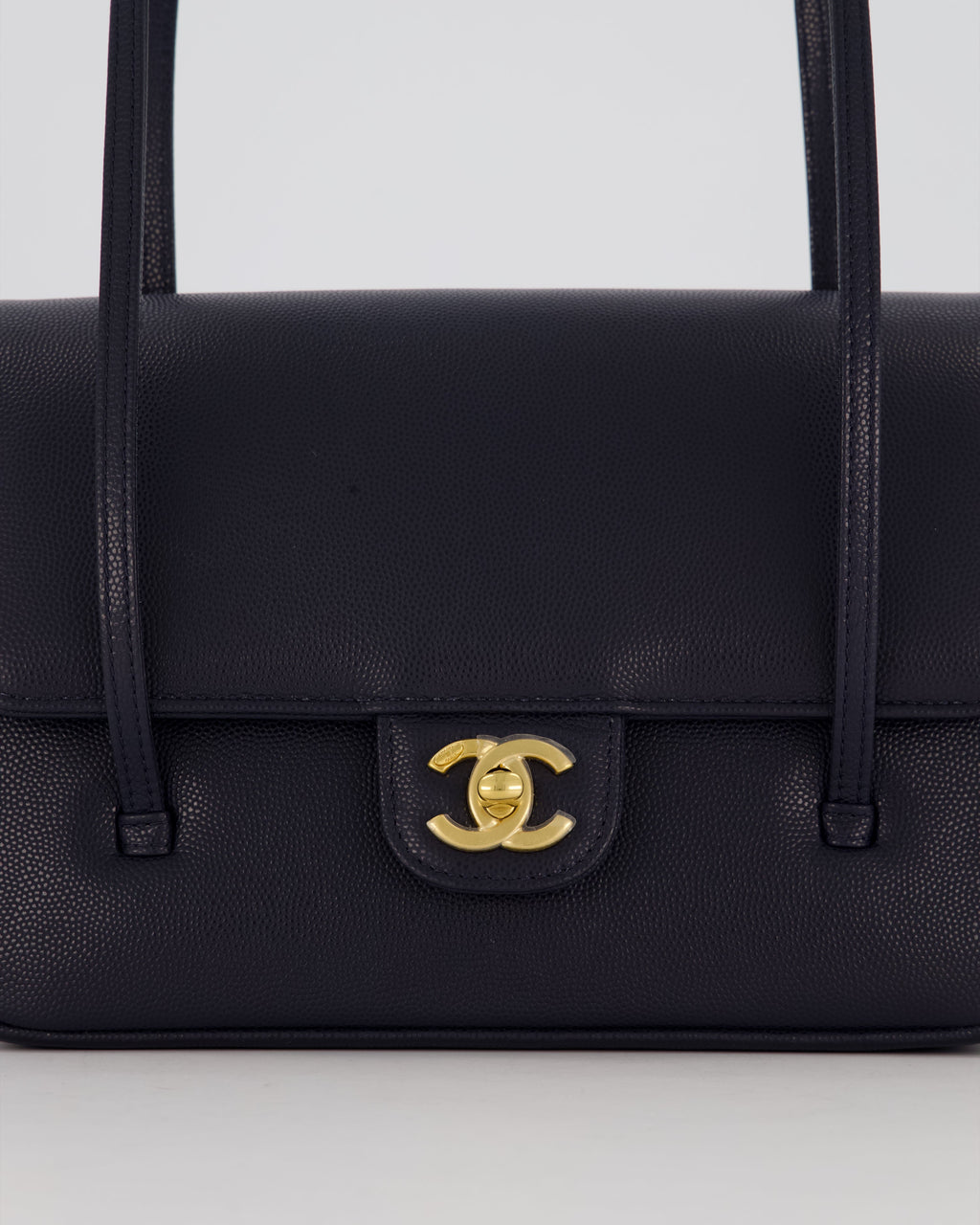 Chanel 26P Preppy Coco Small Flap Bag in Navy Caviar Leather with Gold Hardware