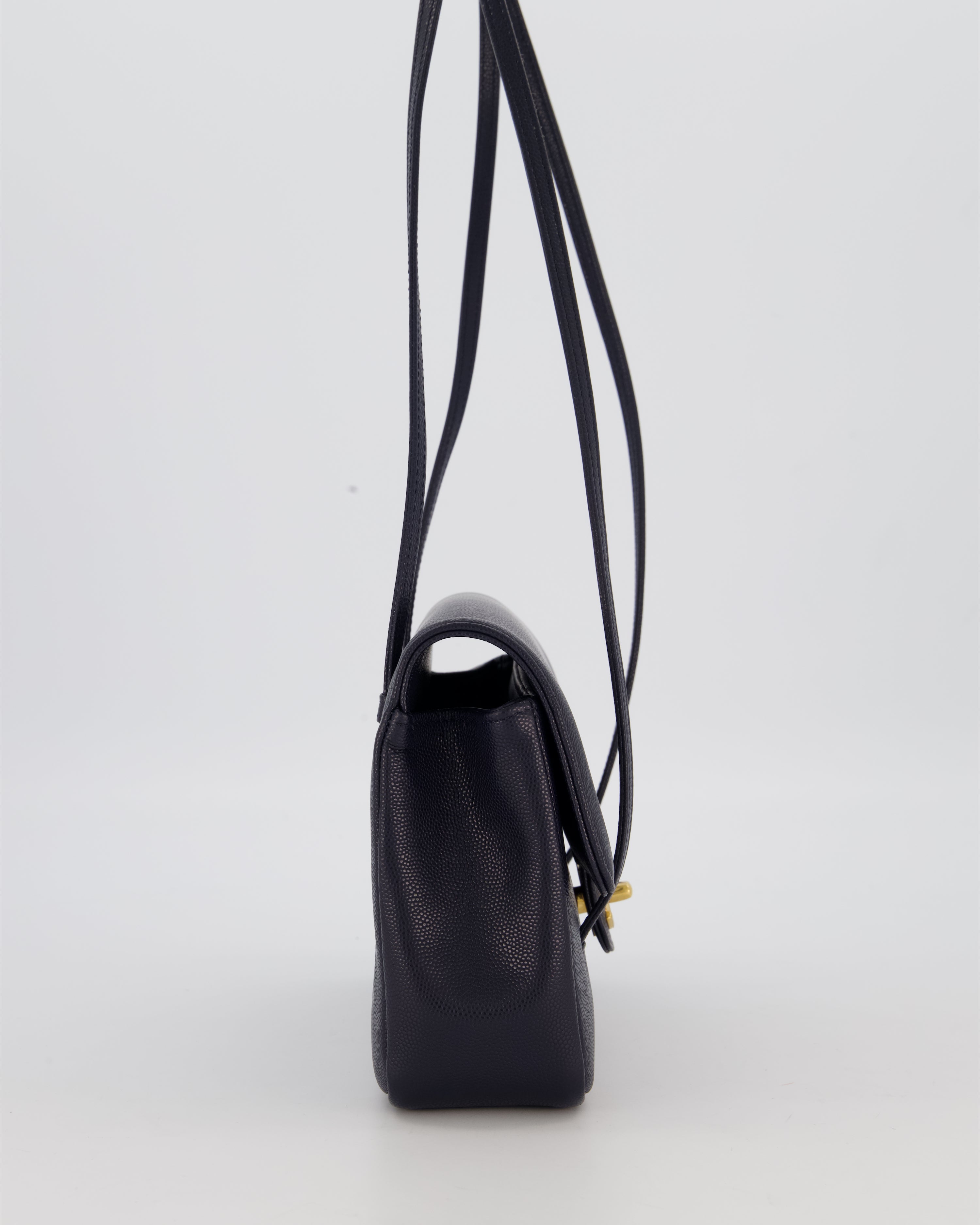 Chanel 26P Preppy Coco Small Flap Bag in Navy Caviar Leather with Gold Hardware