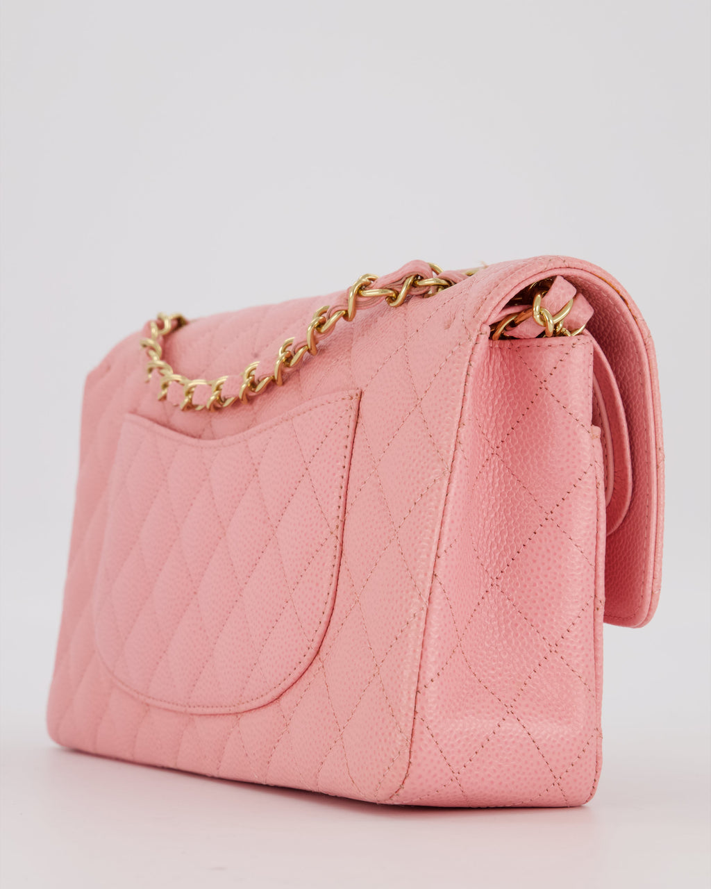 *HOT* Chanel Bubblegum Pink Vintage Classic Medium Double Flap Bag in Caviar Leather with 24K Gold Hardware