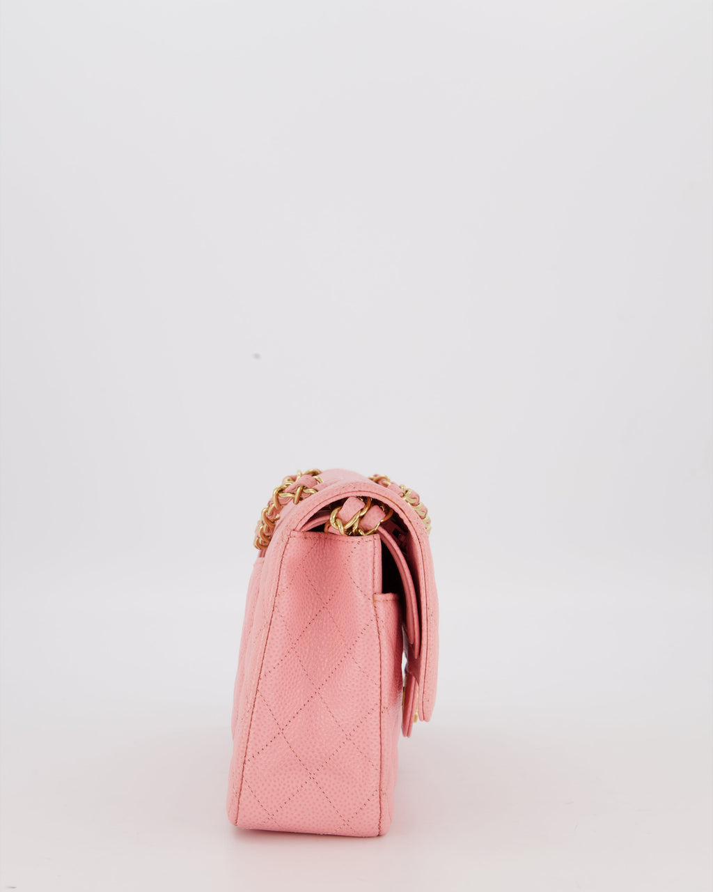 *HOT* Chanel Bubblegum Pink Vintage Classic Medium Double Flap Bag in Caviar Leather with 24K Gold Hardware