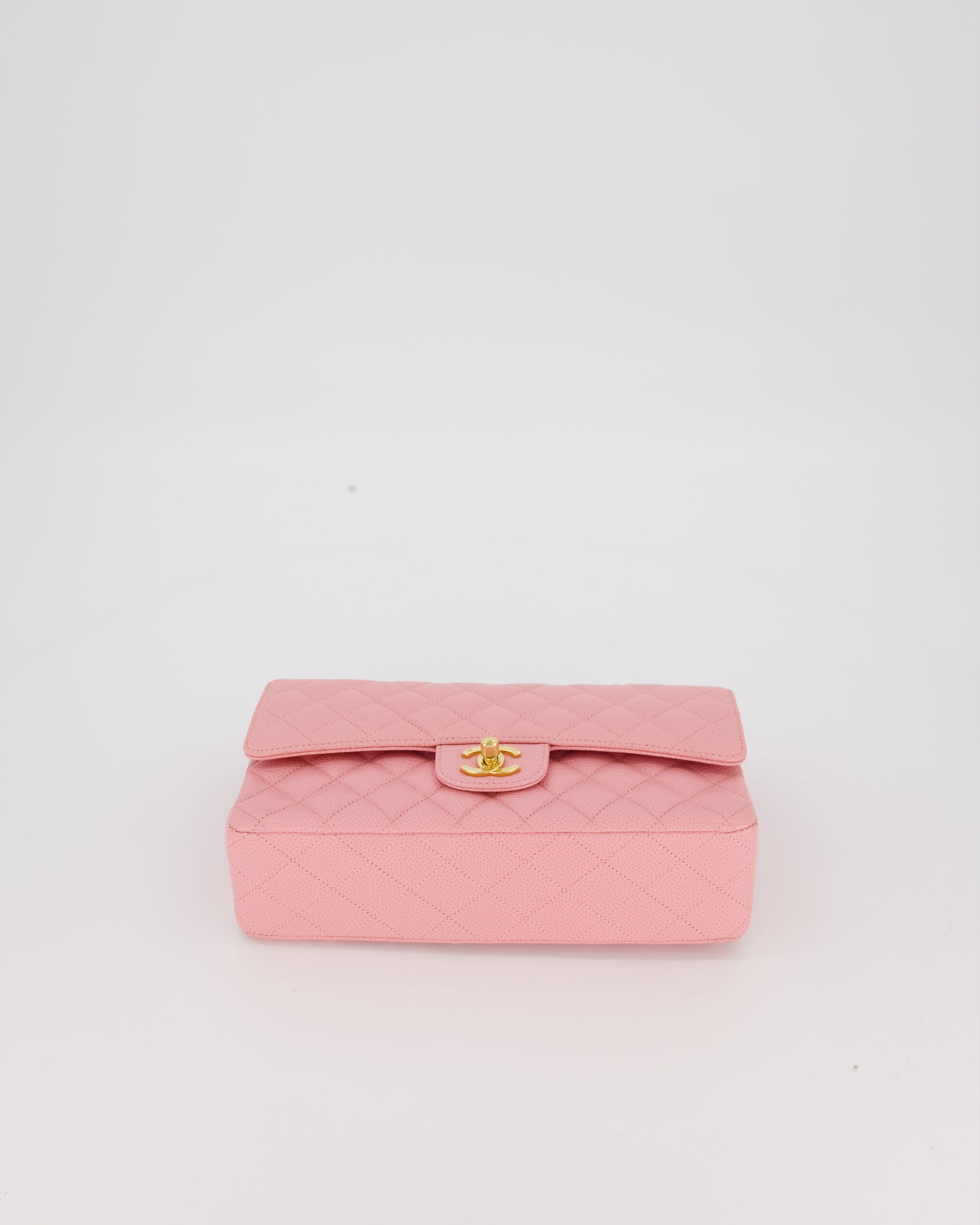 *HOT* Chanel Bubblegum Pink Vintage Classic Medium Double Flap Bag in Caviar Leather with 24K Gold Hardware